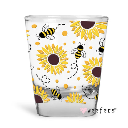 Sunflowers and Bees Shot Glass Short UV DTF or Sublimation Wrap - Decal - Weefers