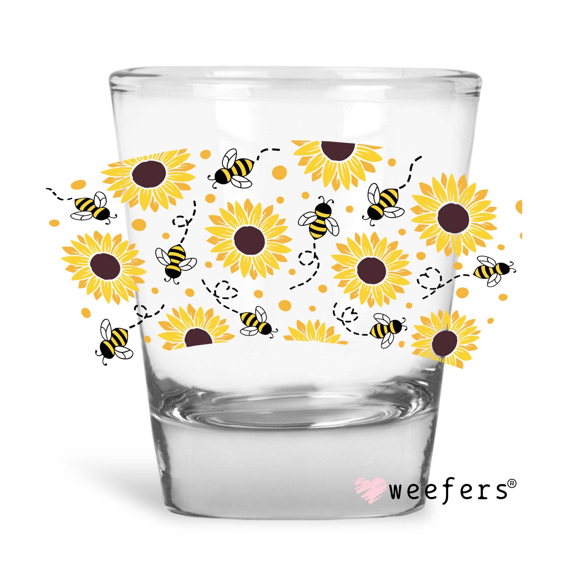 Sunflowers and Bees Shot Glass Short UV DTF or Sublimation Wrap - Decal - Weefers