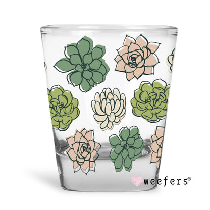 Succulent Shot Glass Short UV DTF or Sublimation Wrap - Decal Weefers