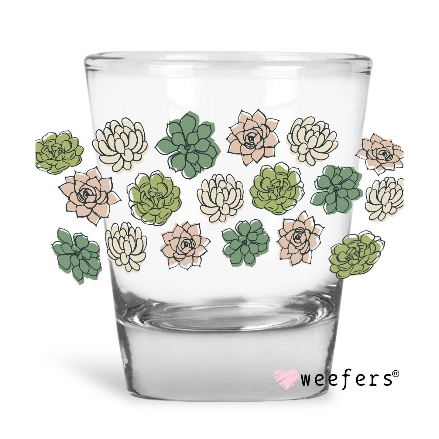 Succulent Shot Glass Short UV DTF or Sublimation Wrap - Decal - Weefers