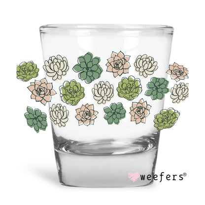 Succulent Shot Glass Short UV DTF or Sublimation Wrap - Decal Weefers