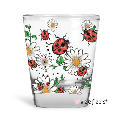 Daisies and Lady Bugs  Shot Glass Short UV DTF or Sublimation Wrap - Decal - Weefers