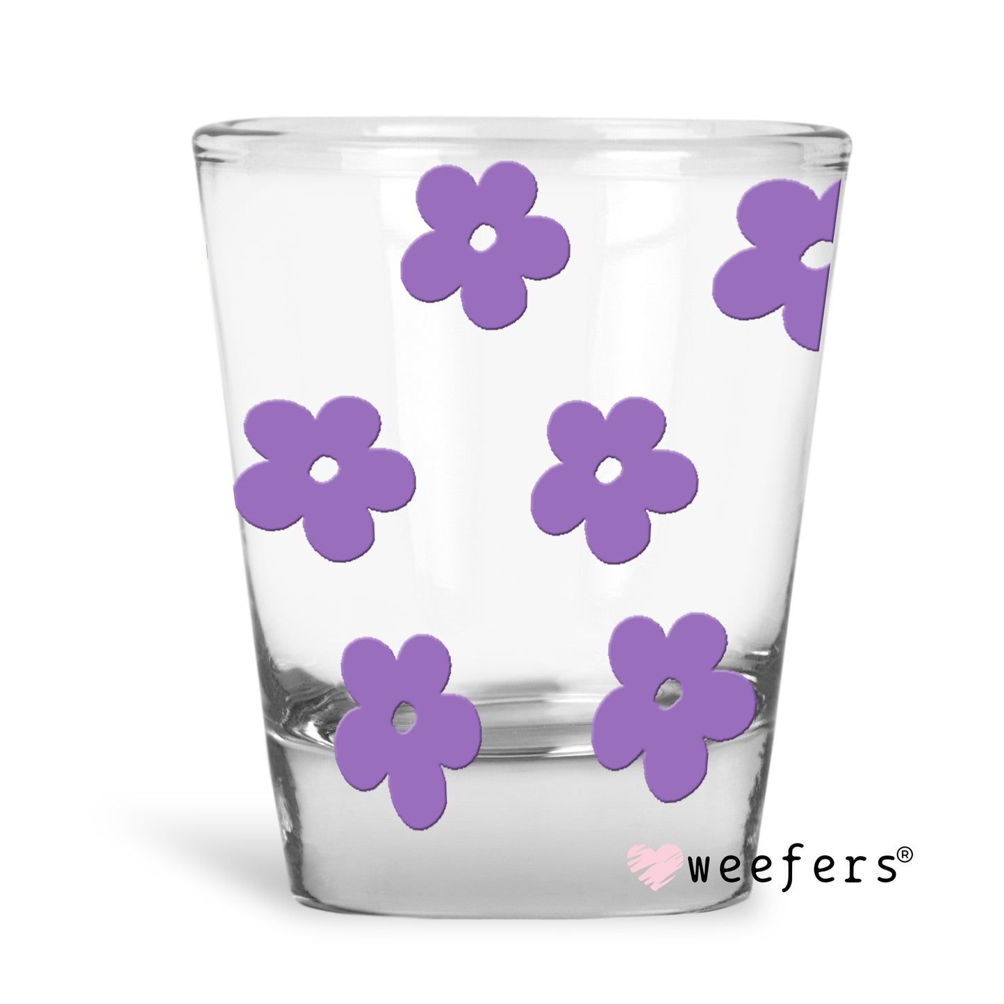 Purple Retro Flowers Shot Glass Short UV DTF or Sublimation Wrap - Decal - Weefers