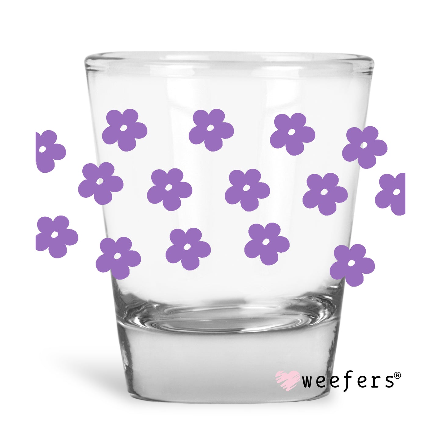 Purple Retro Flowers Shot Glass Short UV DTF or Sublimation Wrap - Decal - Weefers