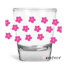 Load image into Gallery viewer, Pink Retro Flowers Shot Glass Short UV-DTF or Sublimation Wrap - Decal

