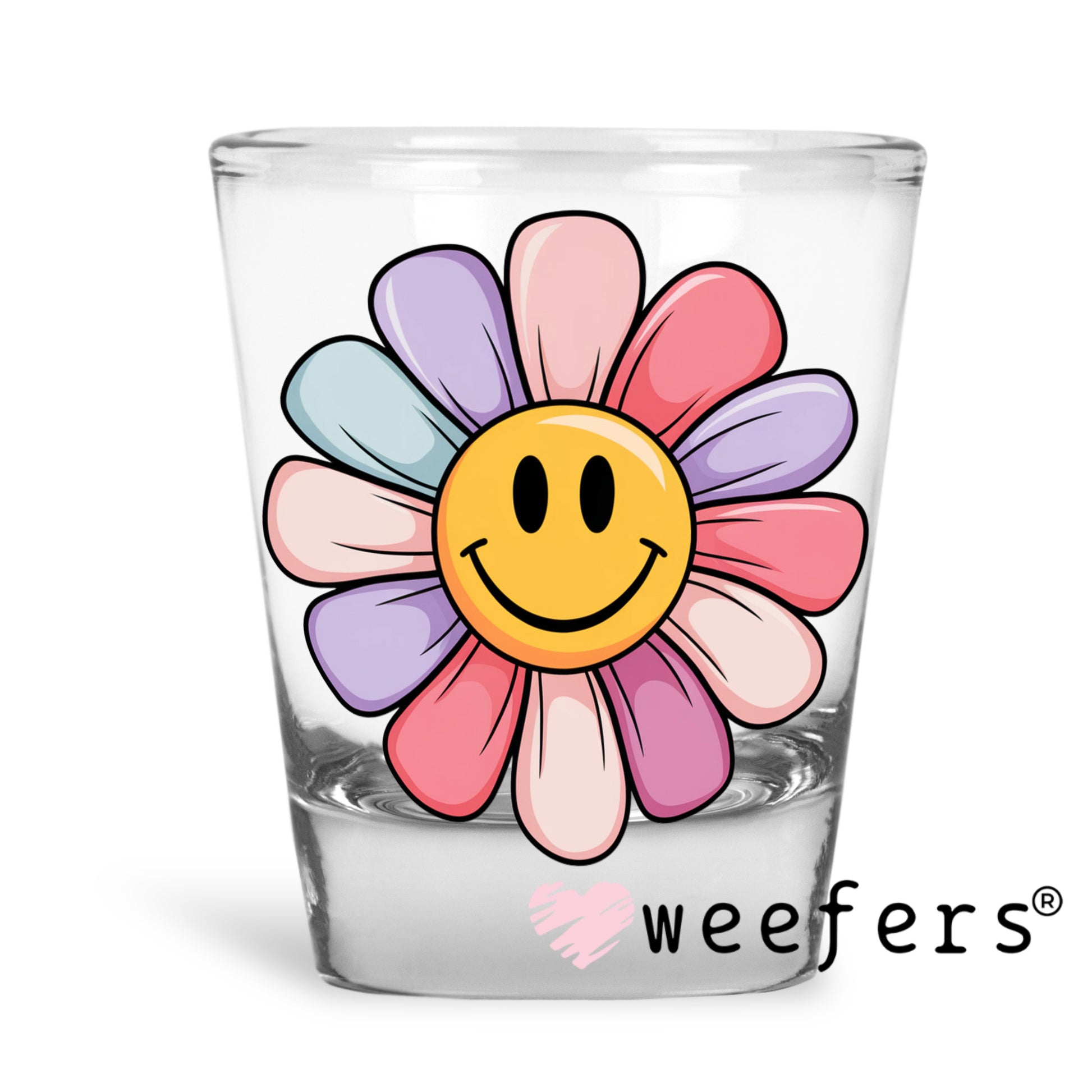 Multi-Color Smile Face UV DTF Decal Shot Glass Heavy Base Weefers