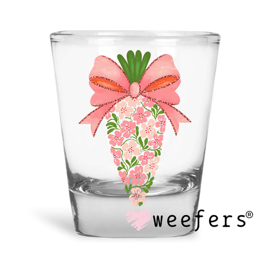 Peach Floral Easter Carrot UV DTF Decal Shot Glass Heavy Base Weefers