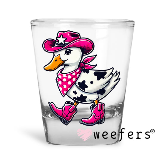 Cowboy Duck UV DTF Decal Shot Glass Heavy Base Weefers