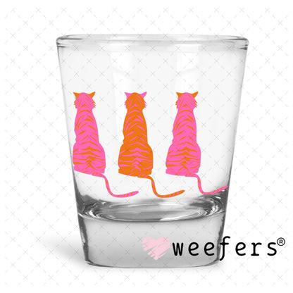 Pink and Orange Tigers UV DTF Decal Shot Glass Heavy Base Weefers