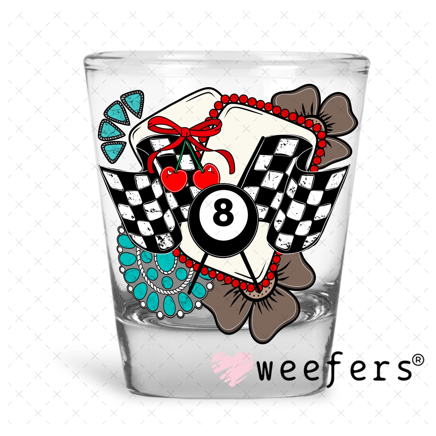 Race Day Western UV DTF Decal Shot Glass Heavy Base Weefers