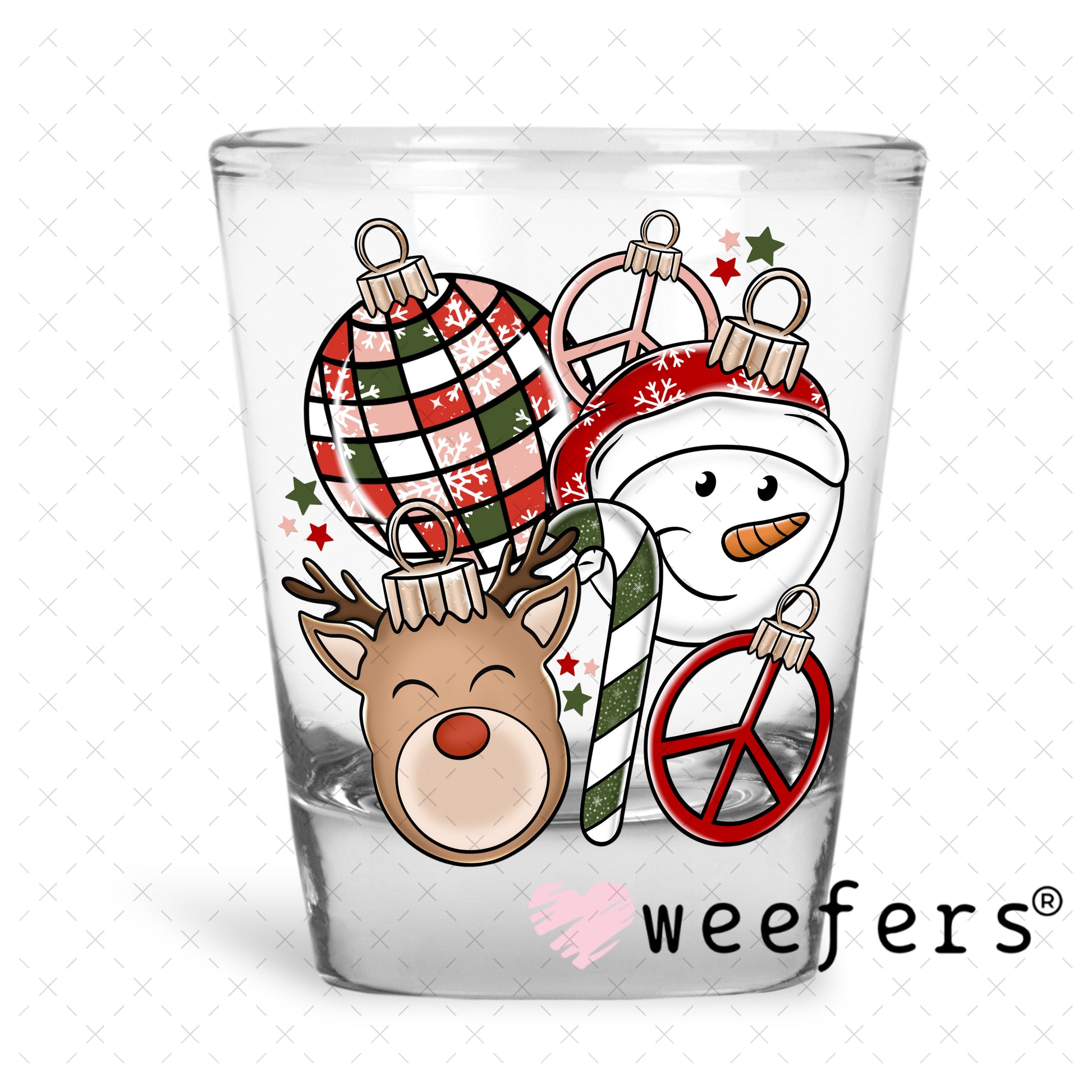 Christmas Friends UV DTF Cup Wrap Shot Glass Heavy Base Weefers