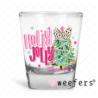 Holly Jolly Pink UV DTF DecalUV DTF Decal Shot Glass Heavy Base Weefers