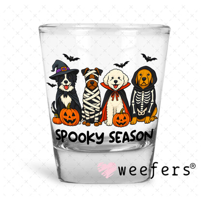 Spooky Season Dog Friends UV DTF Decal Shot Glass Heavy Base Weefers
