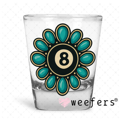 Eightball Concha UV DTF Decal Shot Glass Heavy Base Weefers