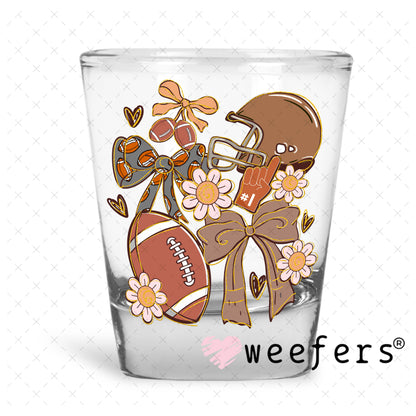Football Coquette Bows and Flowers UV DTF Decal Shot Glass Heavy Base Weefers