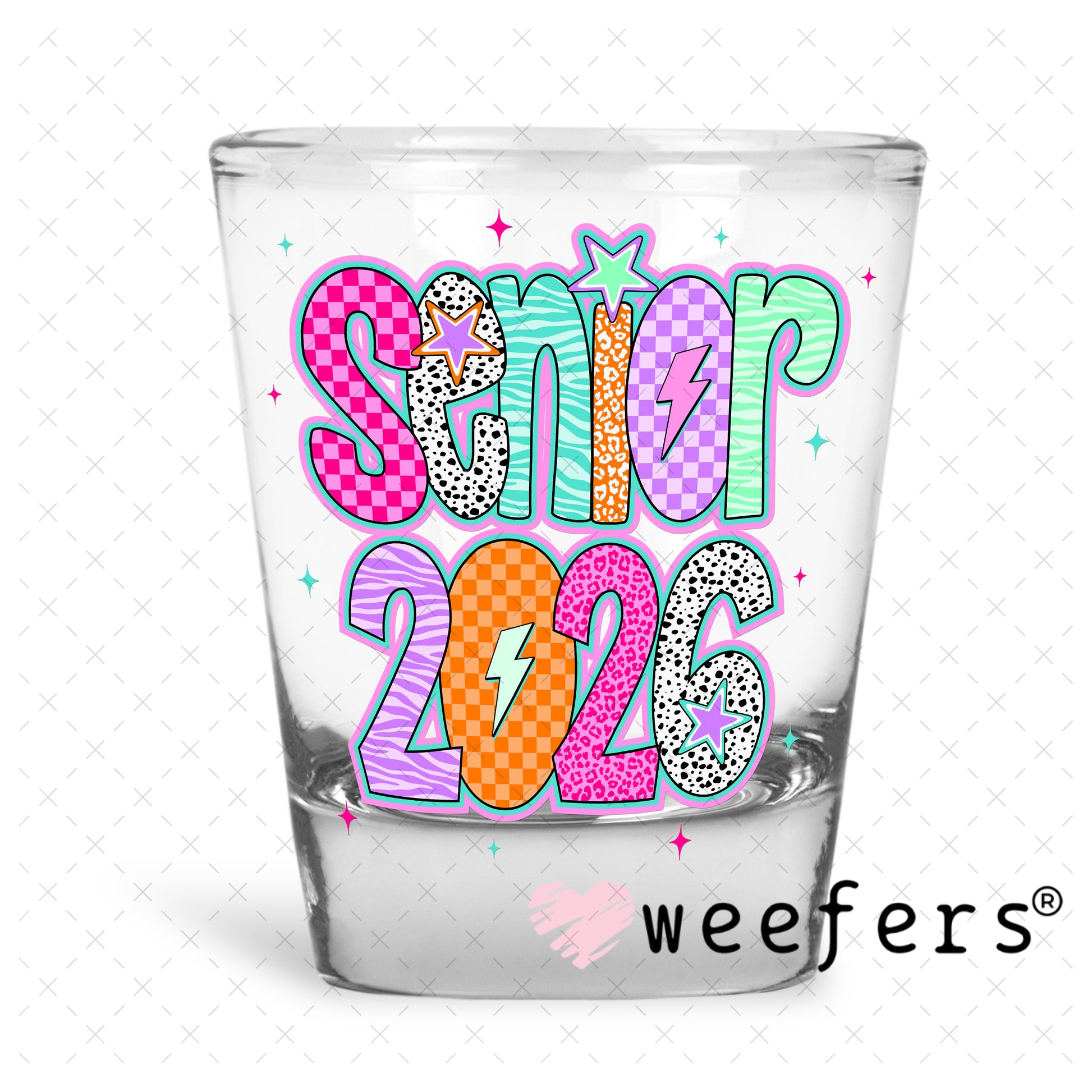 Senior 2026 UV DTF Decal Shot Glass Heavy Base Weefers