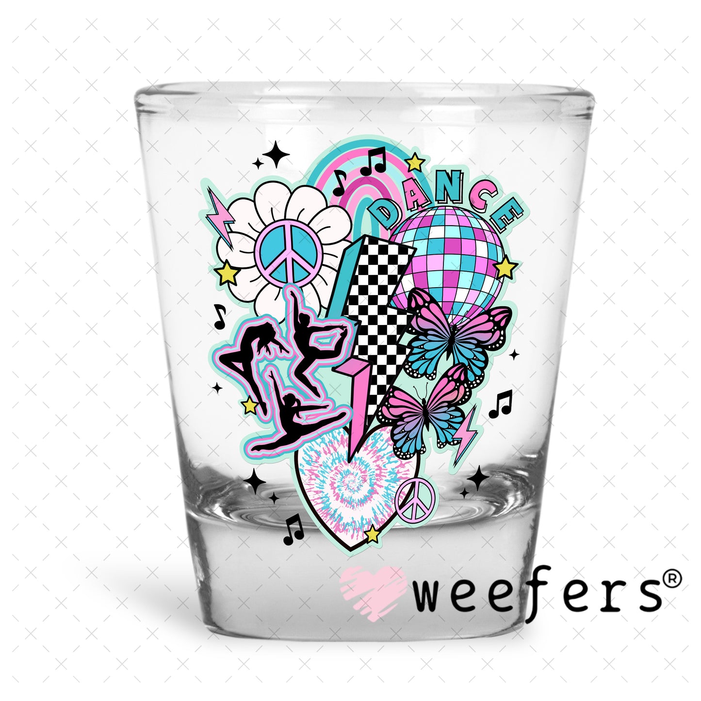 Retro Dance UV DTF Decal Shot Glass Heavy Base Weefers