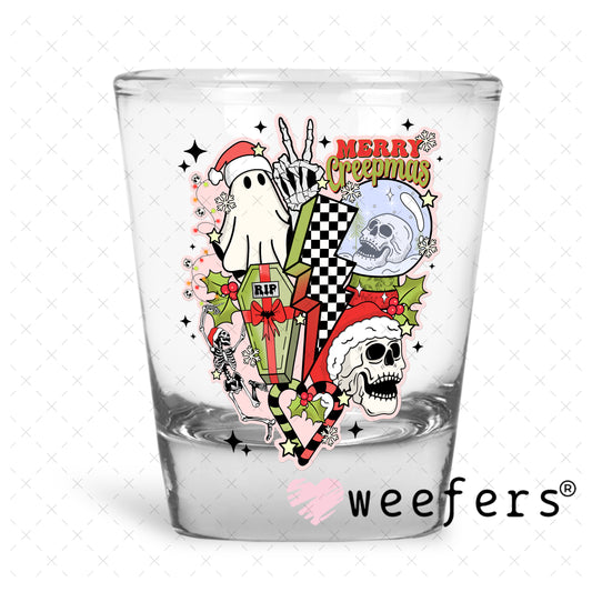 Retro Christmas Ghouls UV DTF Decal Shot Glass Heavy Base Weefers