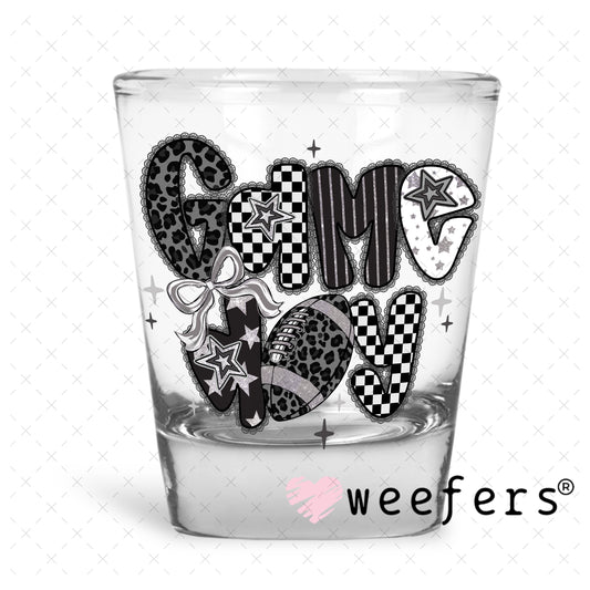 Game Day Black Lace UV DTF Decal Shot Glass Heavy Base Weefers