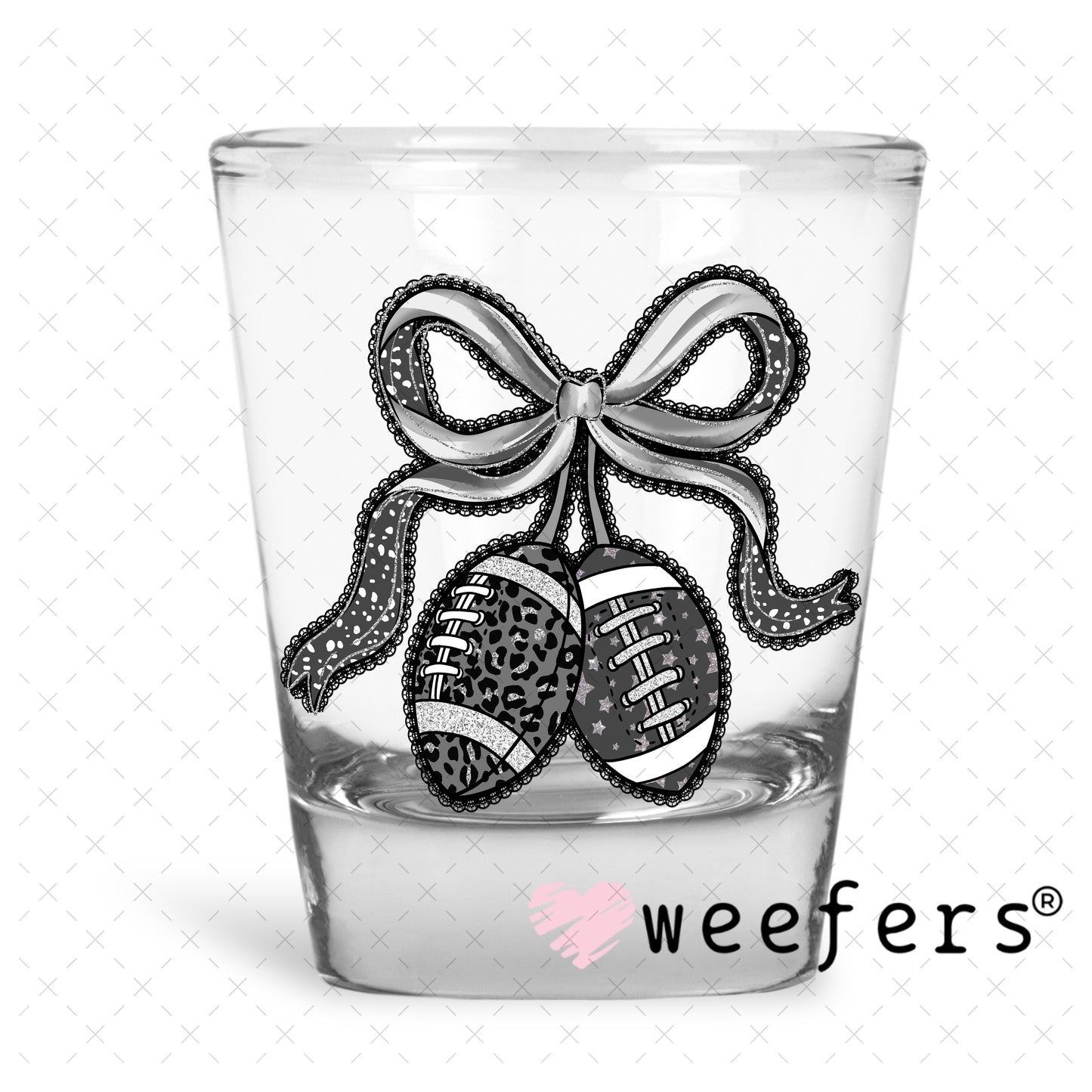 Football Cherries Black Lace UV DTF Decal Shot Glass Heavy Base Weefers