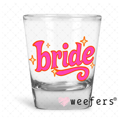Fuchsia Bride UV DTF Decal Shot Glass Heavy Base Weefers