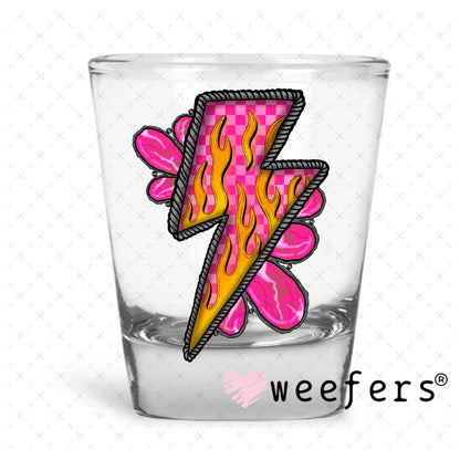 Lightening Bold Magenta UV DTF Decal Shot Glass Heavy Base Weefers