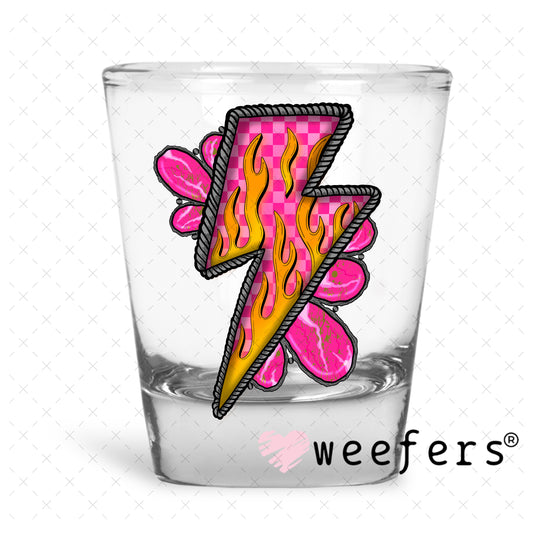 Lightening Bold Magenta UV DTF Decal Shot Glass Heavy Base Weefers