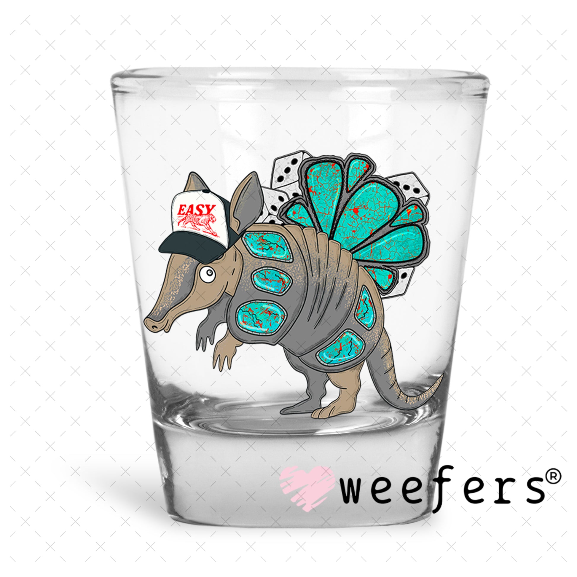 Sassy Armadillo UV DTF Decal Shot Glass Heavy Base Weefers
