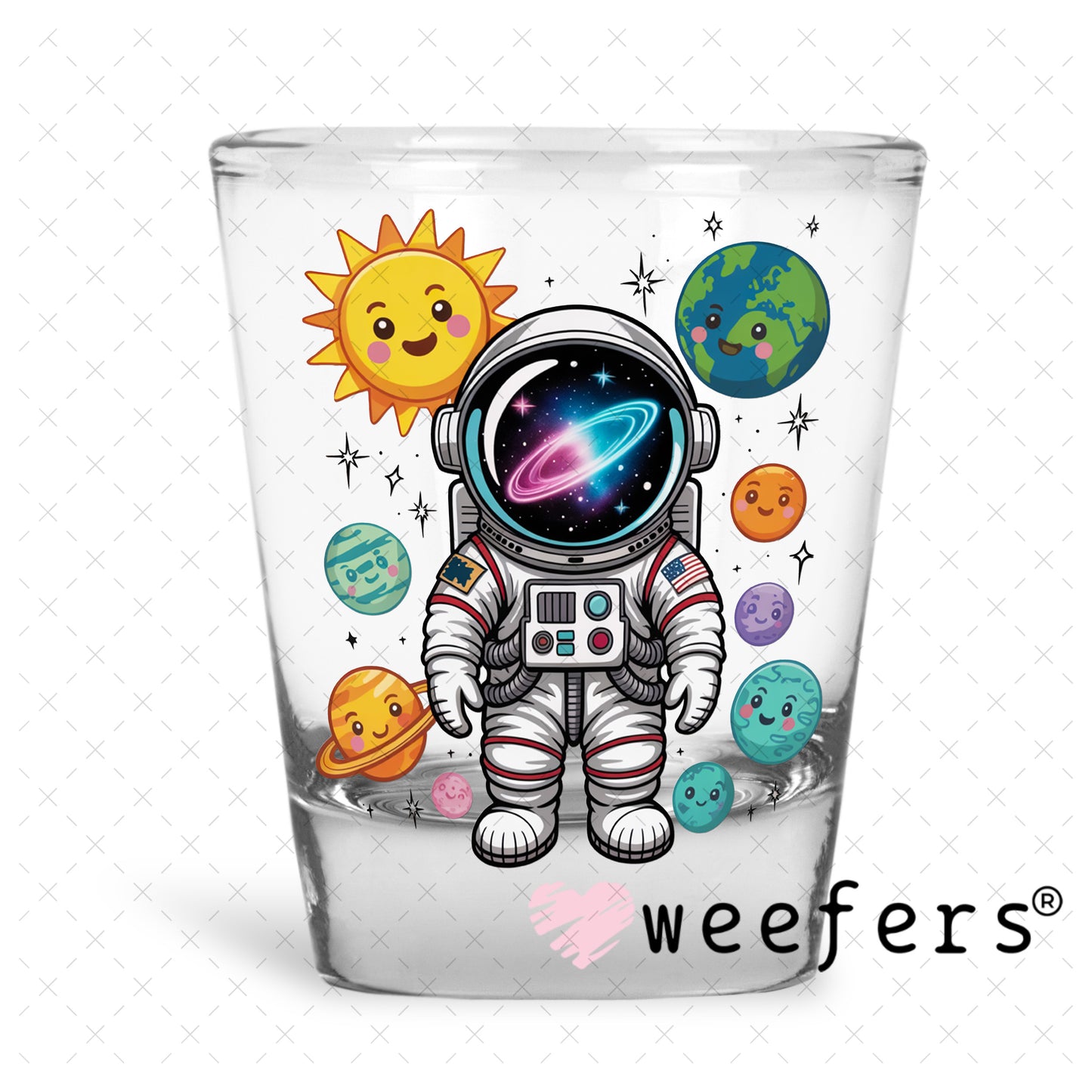 UV DTF Decal - Cute Astronaut Shot Glass Heavy Base Weefers