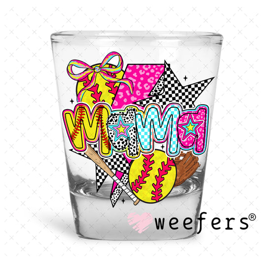 UV DTF Decal - Preppy Mama Softball Shot Glass Heavy Base Weefers