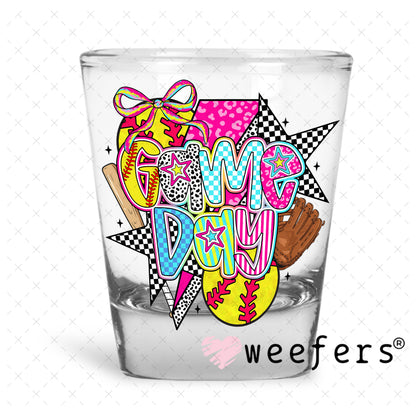 UV DTF Decal - Preppy Gameday Softball Shot Glass Heavy Base Weefers