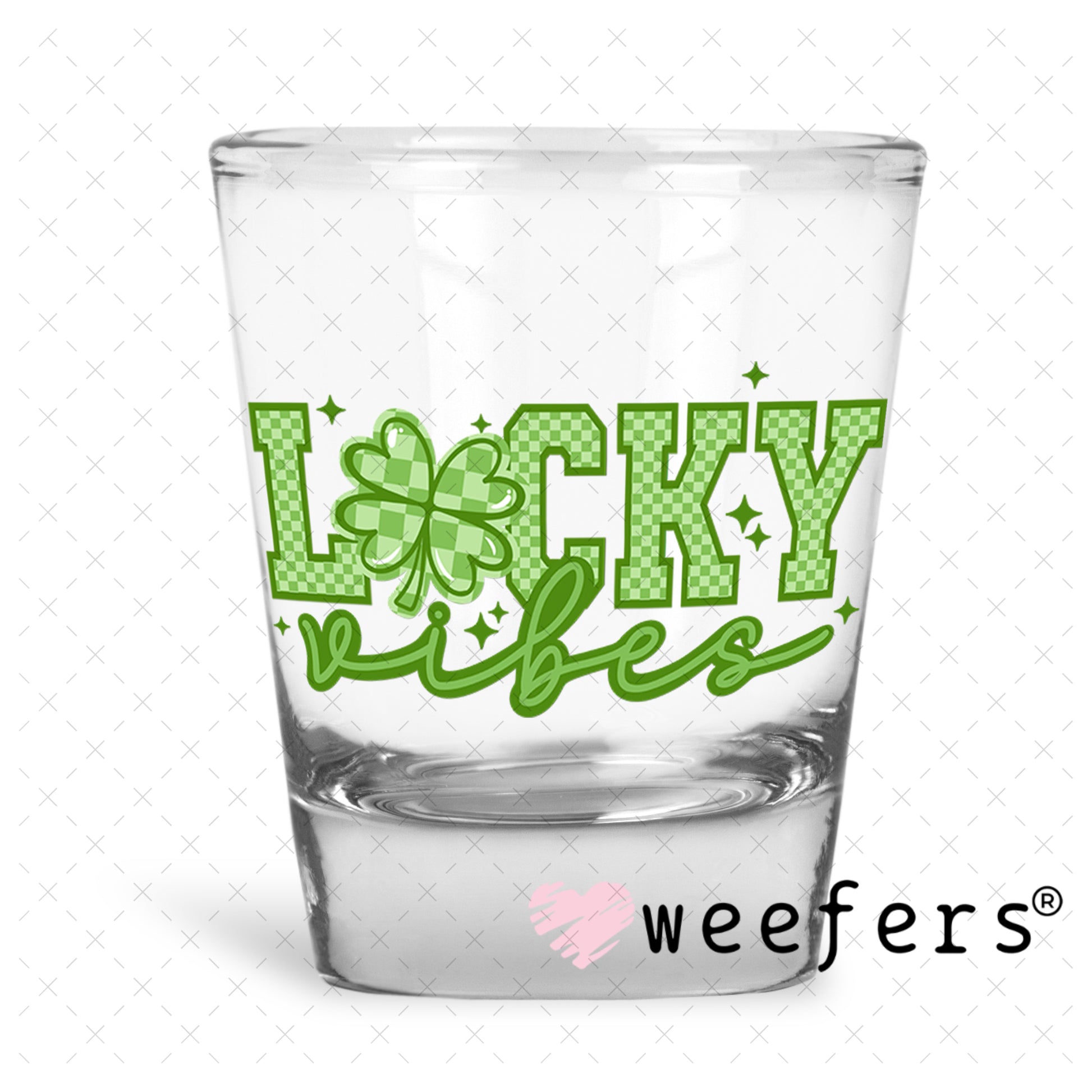 UV DTF Decal - Lucky Vibes Patrick's Day Shot Glass Heavy Base Weefers