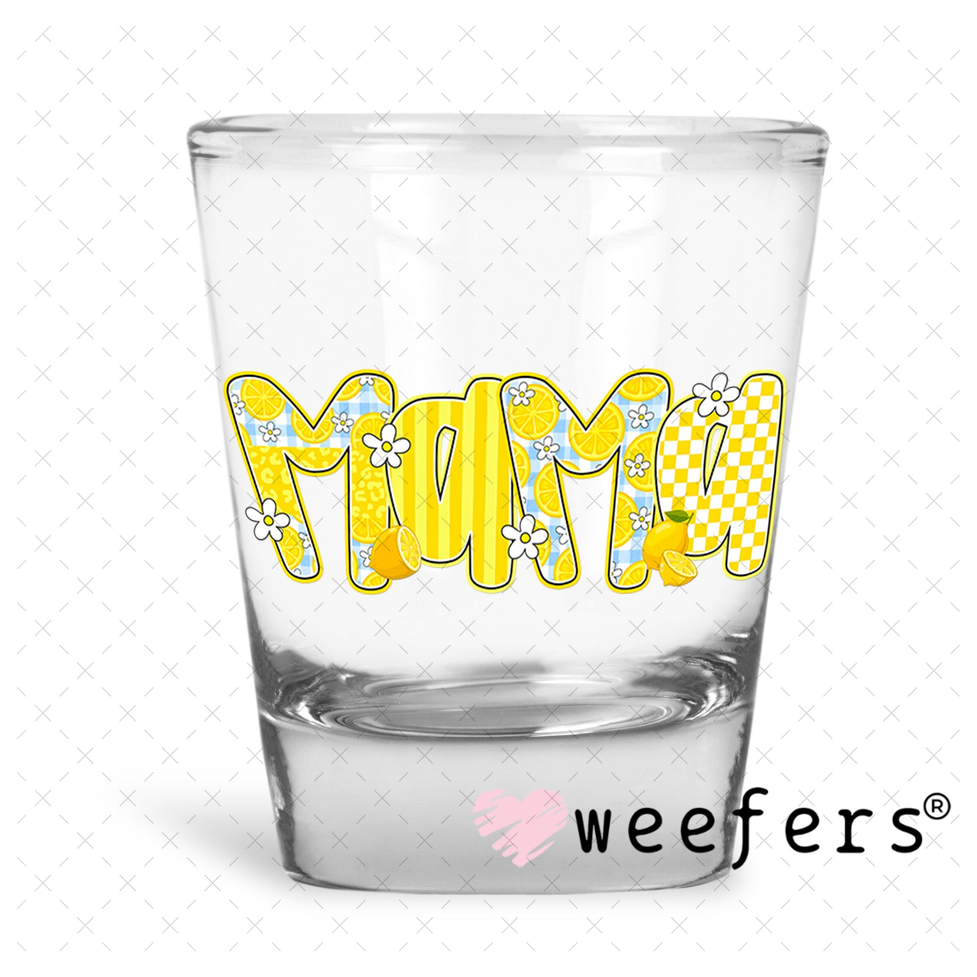 UV DTF Decal - Mama Sunny Yellow Shot Glass Heavy Base Weefers