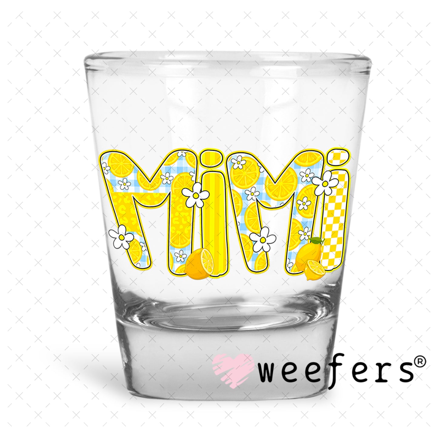 UV DTF Decal - Mimi Sunny Yellow Shot Glass Heavy Base Weefers