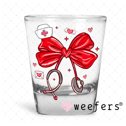 UV DTF Decal - Nurse Bow Valentine's Shot Glass Heavy Base Weefers