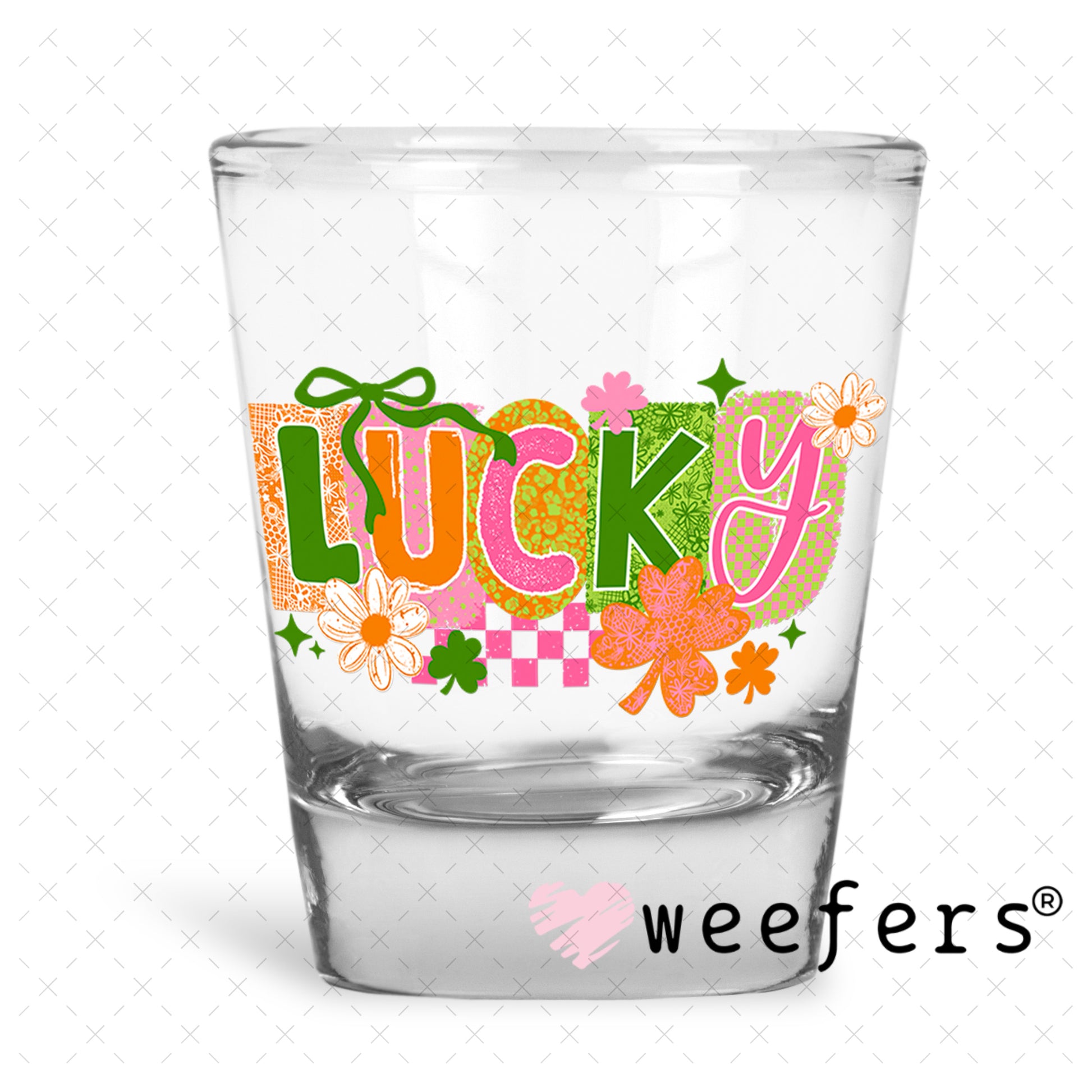 UV DTF Decal - Lucky St. Patrick's Day Shot Glass Heavy Base Weefers