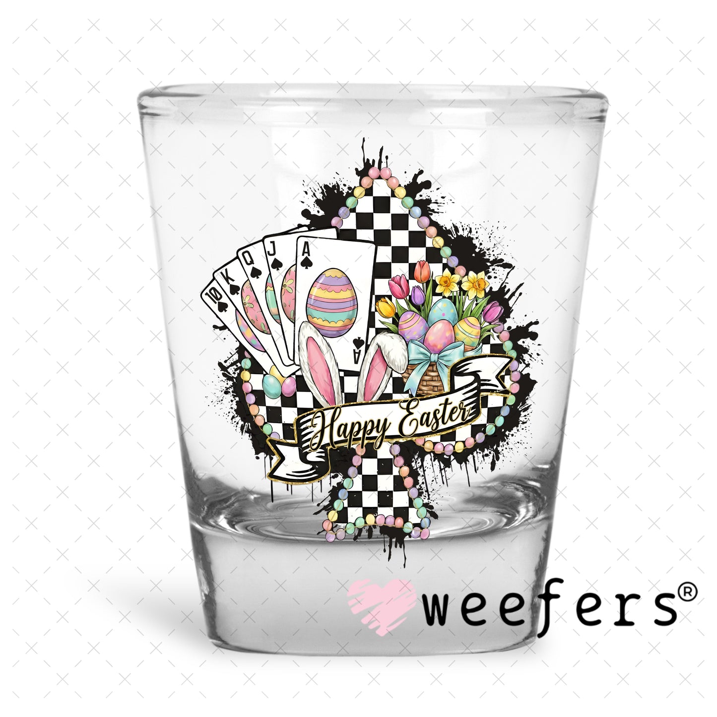 UV DTF Decal - Happy Easter Western Shot Glass Heavy Base Weefers