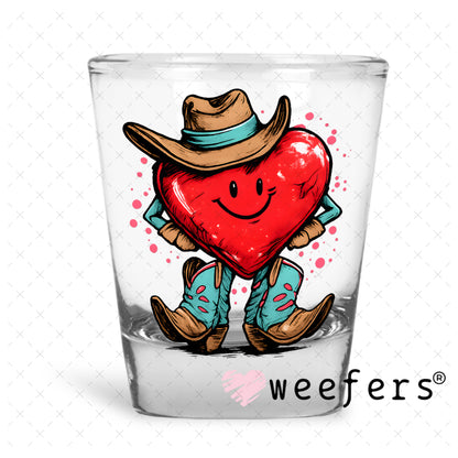 UV DTF Decal - Happy Heart Cowboy Shot Glass Heavy Base Weefers