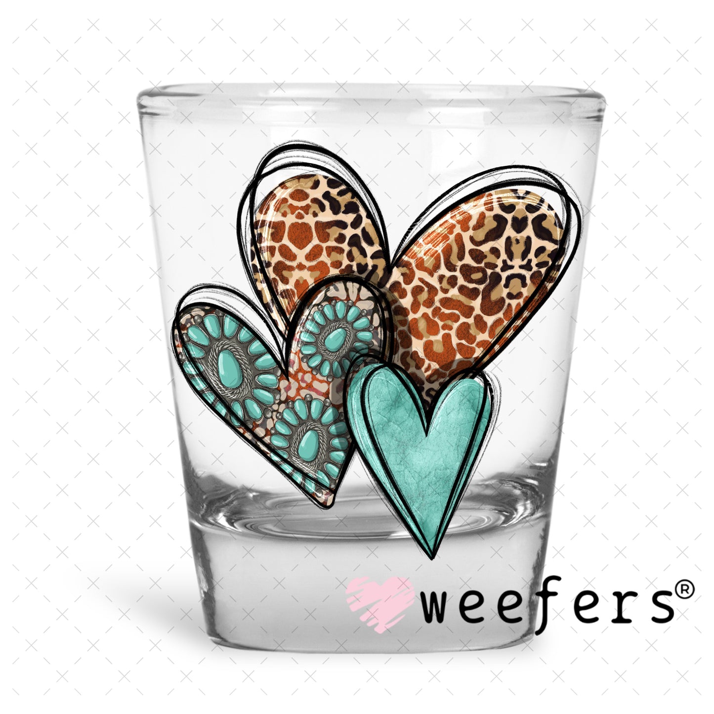 UV DTF Decal - Western Hearts Shot Glass Heavy Base Weefers