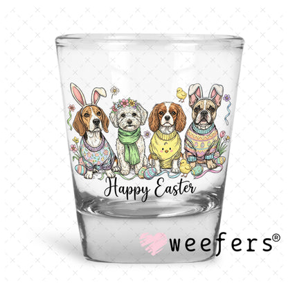 UV DTF Decal - Happy Easter Dog Friends Shot Glass Heavy Base Weefers