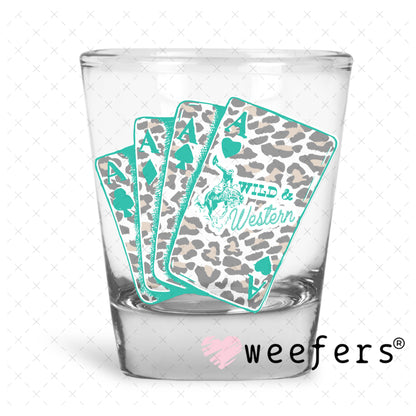 UV DTF Decal - Wild Western Cards Shot Glass Heavy Base Weefers