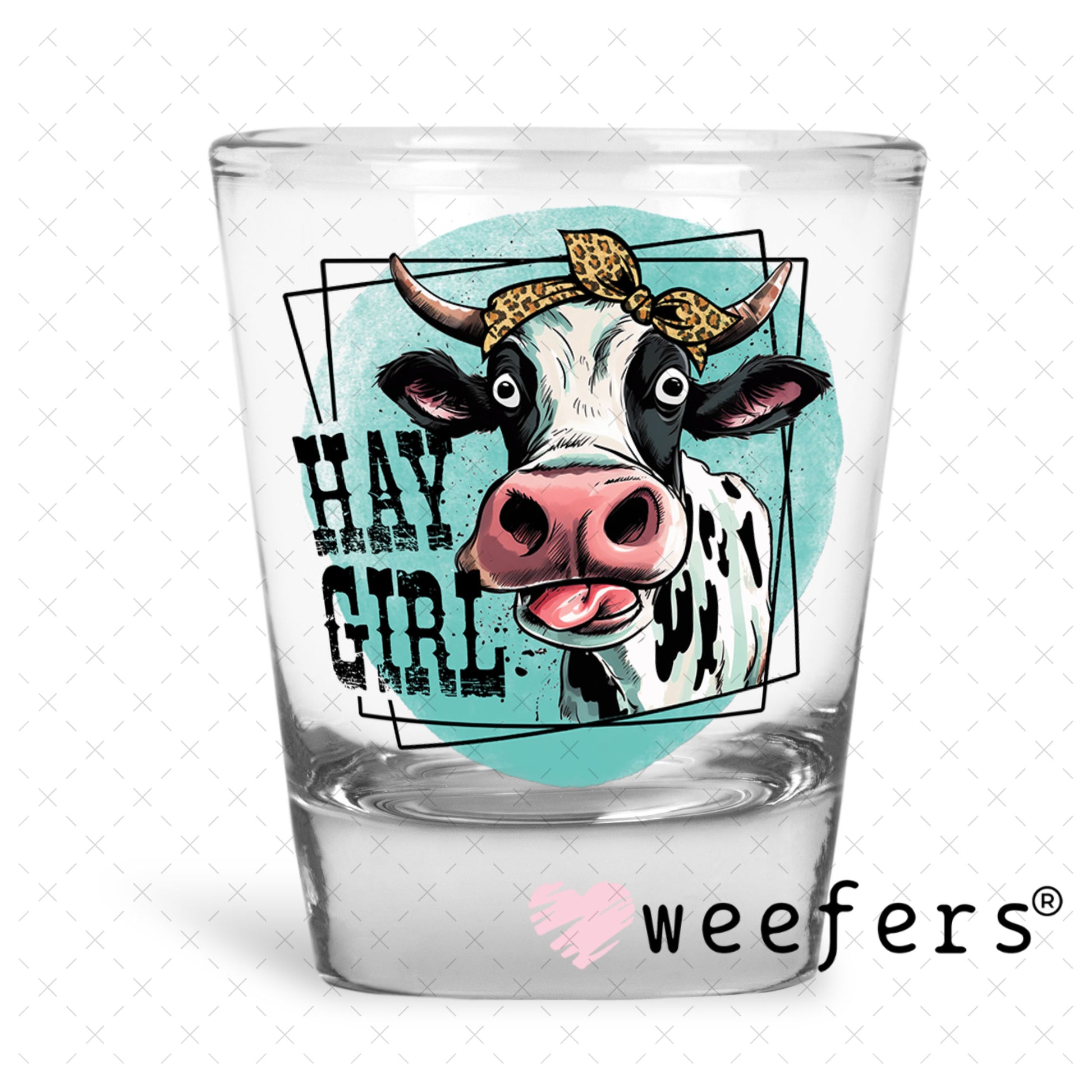 UV DTF Decal - Hay Girl Shot Glass Heavy Base Weefers
