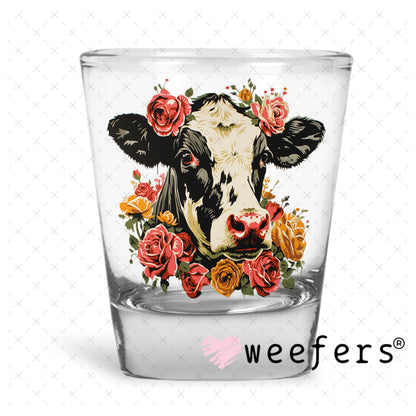 UV DTF Decal - Dairy Cow Florals Shot Glass Heavy Base Weefers