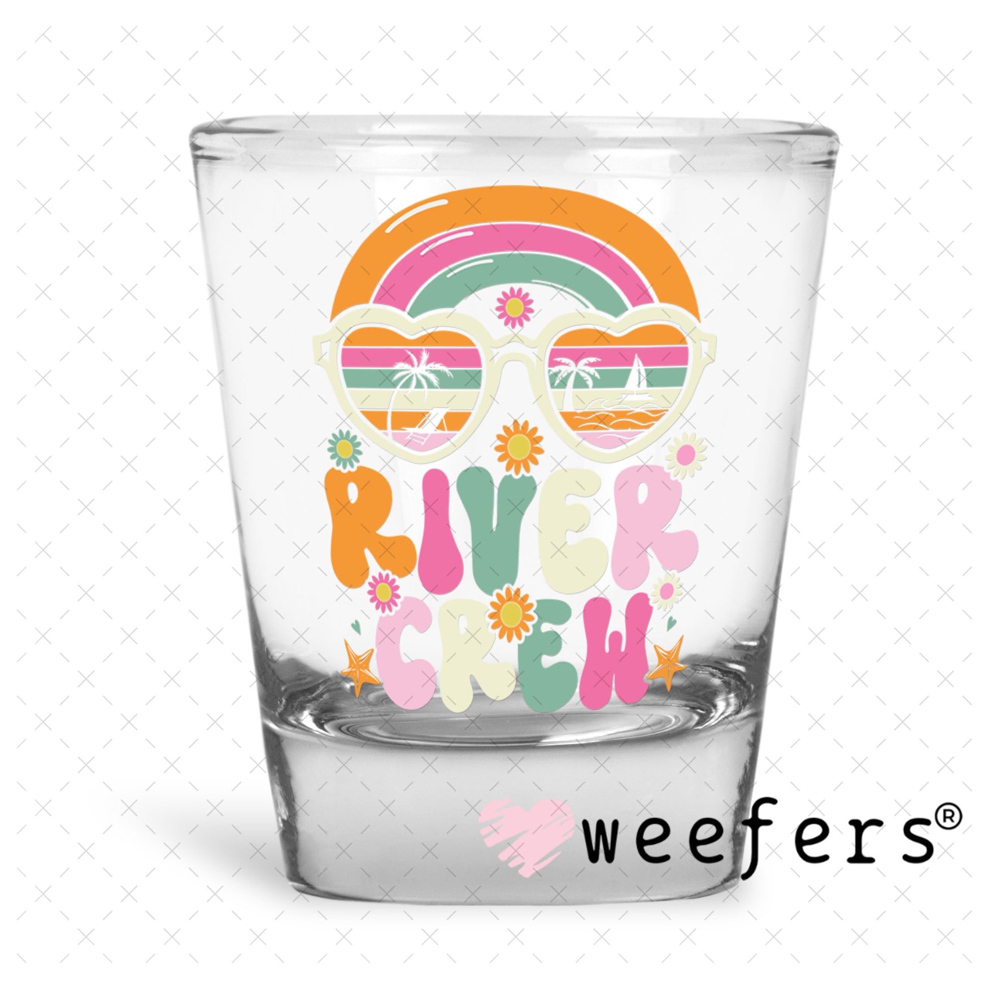 UV DTF Decal - River Crew Shot Glass Heavy Base Weefers