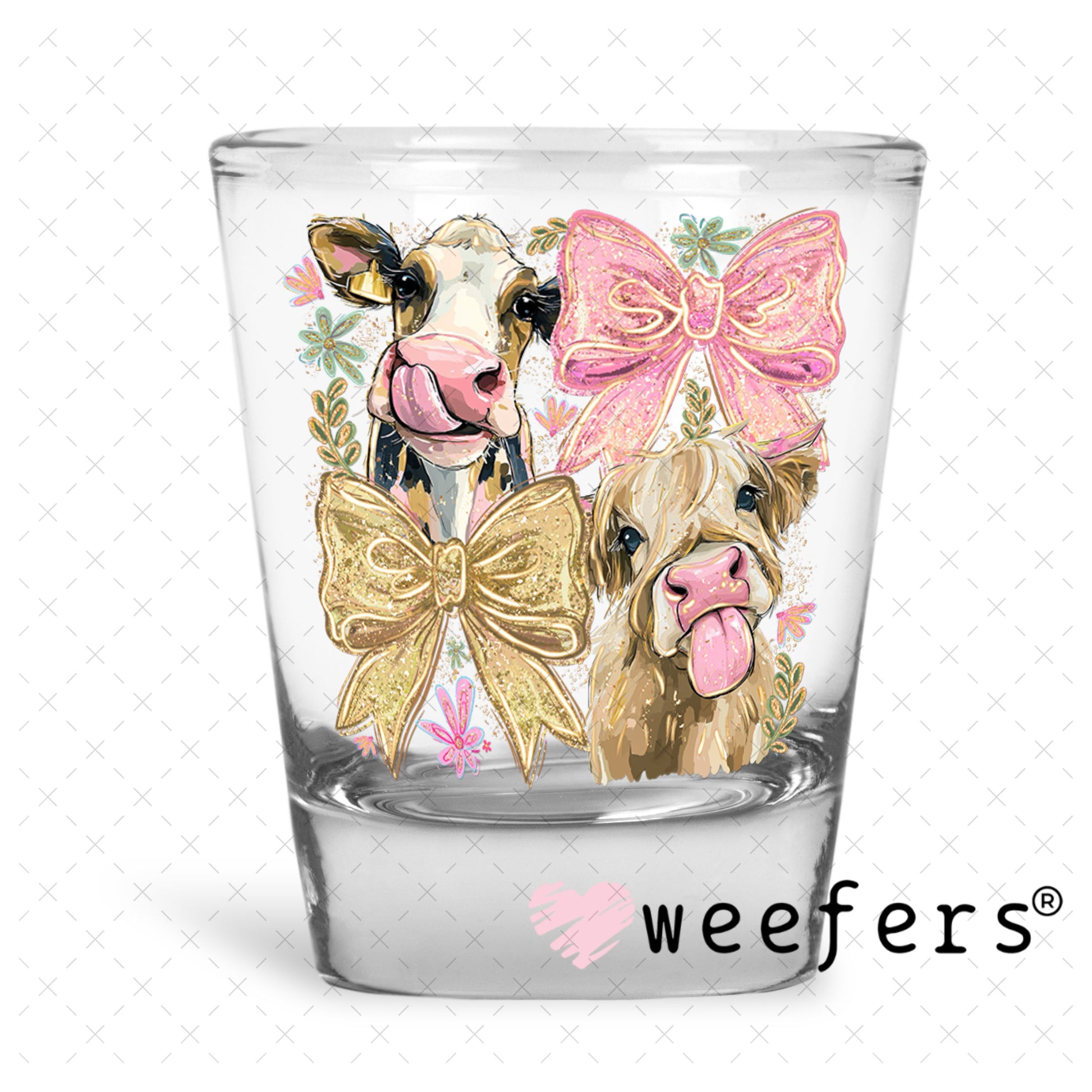 UV DTF Decal - Cows and Bows Shot Glass Heavy Base Weefers