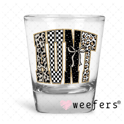 UV DTF Decal - Leopard Aunt Shot Glass Heavy Base Weefers