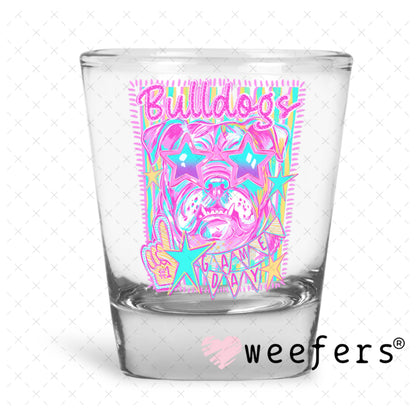 UV DTF Decal - Bulldogs Gameday Colorful Mascot Shot Glass Heavy Base Weefers
