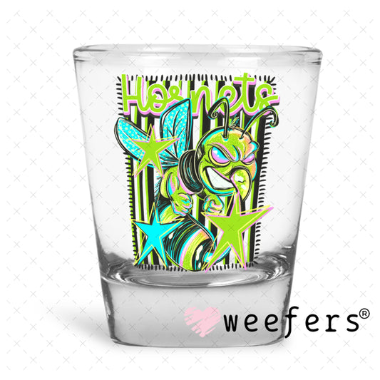 UV DTF Decal - Hornets Green Teal Shot Glass Heavy Base Weefers