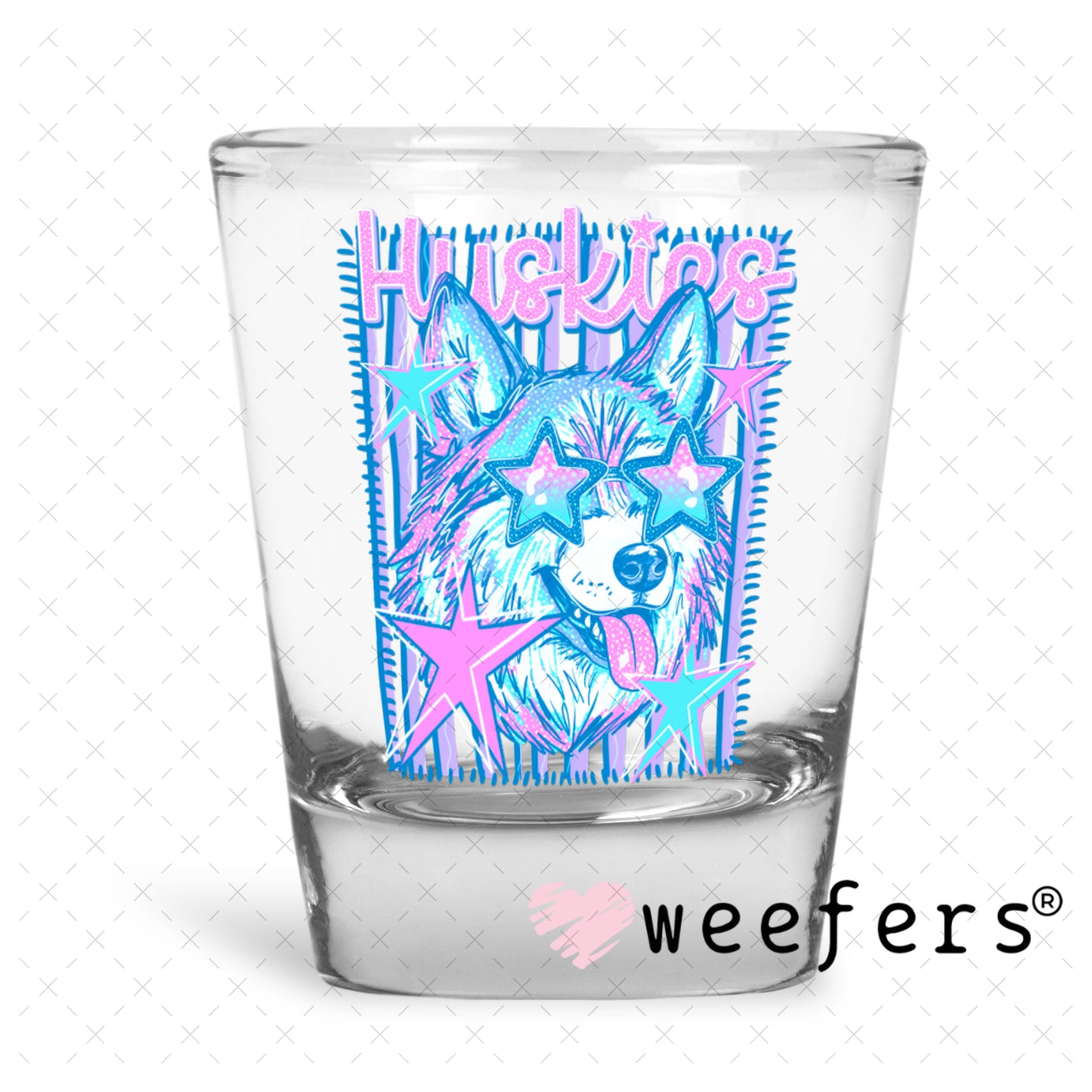 UV DTF Decal - Huskies Colorful Mascot Shot Glass Heavy Base Weefers