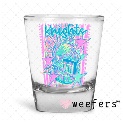 UV DTF Decal - Knights Colorful Mascot Shot Glass Heavy Base Weefers